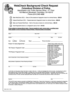 Ohio WebCheck Background Check Request