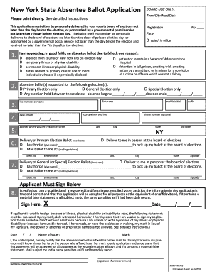 New York State Absentee Ballot Application