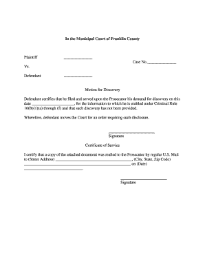Motion for Discovery