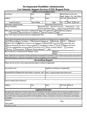 Low Intensity Support Services Request Form