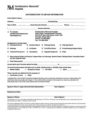 Authorization to Obtain Medical Information