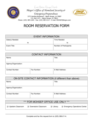 East Baton Rouge Parish Room Reservation Form