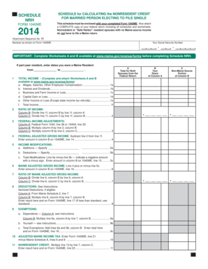 Maine Nonresident Credit Schedule NRH