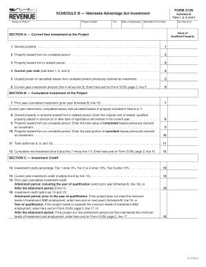 Nebraska Advantage Act Investment Schedule B