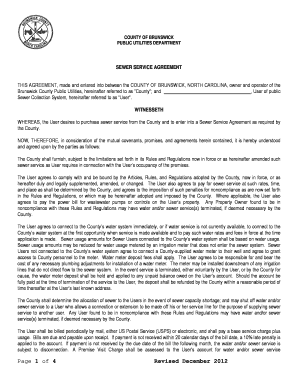 Brunswick County Sewer Service Agreement