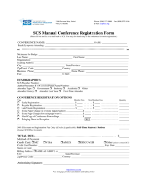 SCS Conference Registration Form