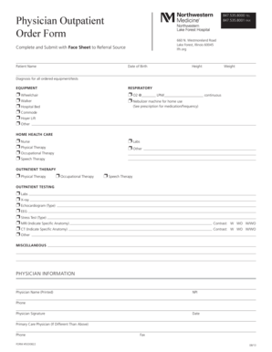 Medical Equipment and Services Order Form