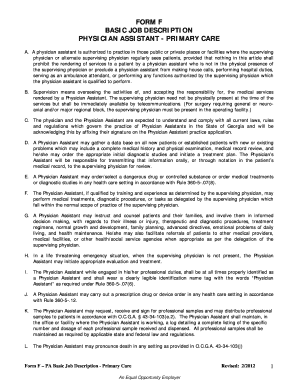 Physician Assistant Job Description Form