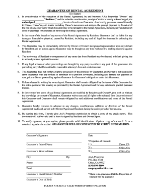 Guarantee of Rental Agreement