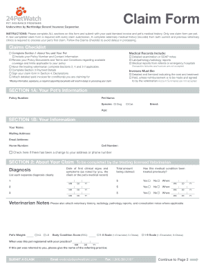 Pet Insurance Claim Form