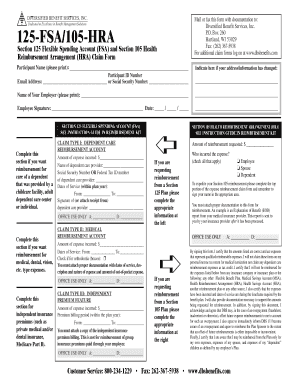 Section 125 FSA and Section 105 HRA Claim Form