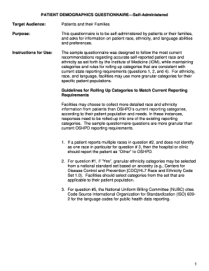 Patient Demographics Questionnaire