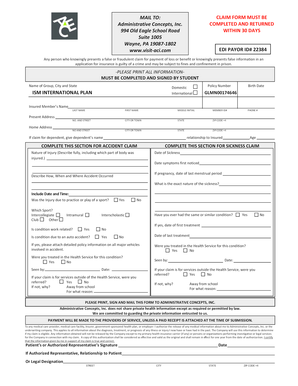 International Student Accident and Sickness Claim Form