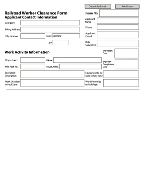 Railroad Worker Clearance Form