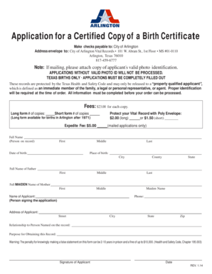 Texas Birth Certificate Copy Application