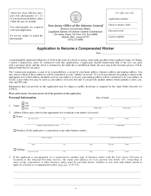 New Jersey Compensated Worker License Application