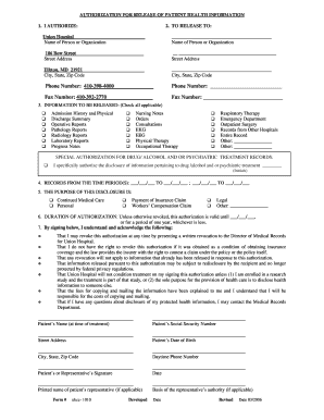 Authorization for Release of Patient Health Information