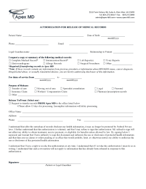 Authorization for Release of Medical Records