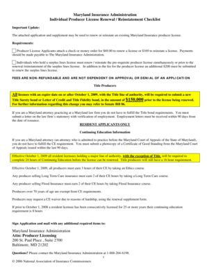 Maryland Insurance Producer License Renewal Application