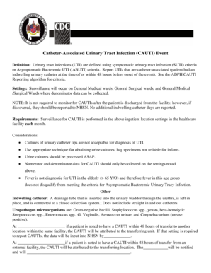 Catheter-Associated Urinary Tract Infection Reporting Form