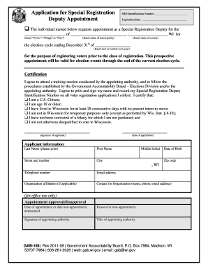 Fillable Online gab wi GAB-158 SRD Application for Appointment - Government ... - gab wi Fax ...