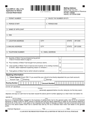 Georgia Motor Fuel Tax Refund Application