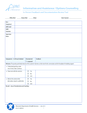 Wisconsin In-Person Feedback and Documentation Review Tool