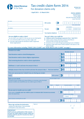 New Zealand Donation Tax Credit Claim Form