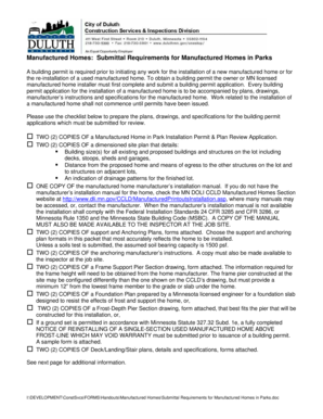 Manufactured Home in Park Installation Permit Application