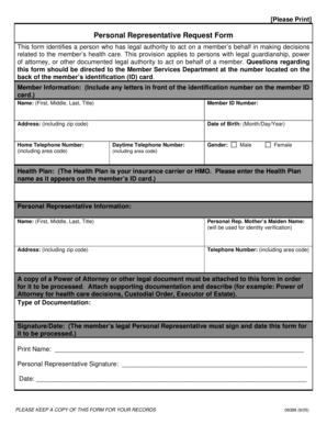 Personal Representative Request Form