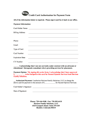 Credit Card Authorization for Payment Form