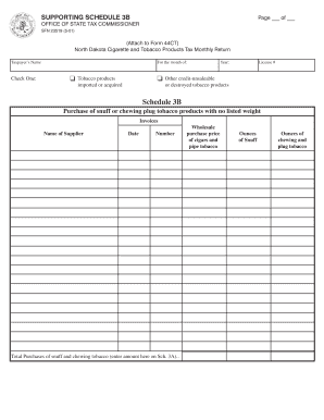 North Dakota Cigarette and Tobacco Products Tax Monthly Return