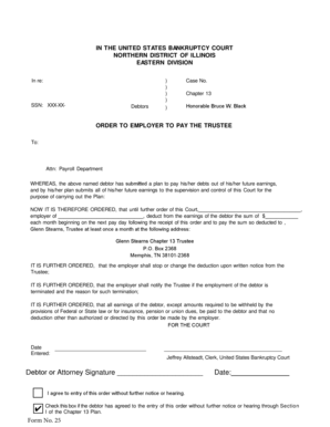 Order to Employer to Pay the Trustee