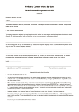 Notice to Comply with a By-Law