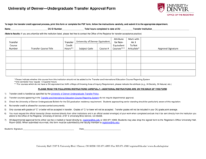 University of Denver Undergraduate Transfer Approval Form