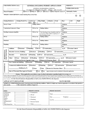 Wisconsin General Building Permit Application