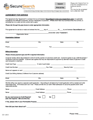 SecureSearch Service Agreement