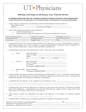 Authorization for Use and Disclosure of Protected Health Information