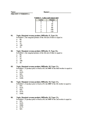 Name: Banner: PRETEST 3 VERSION A Exhibit ... - Do My Homework