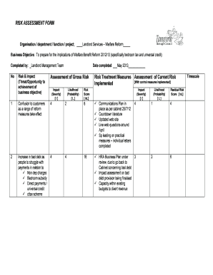 RISK ASSESSMENT FORM Assessment of Gross Risk Risk ... - democracy tamworth gov