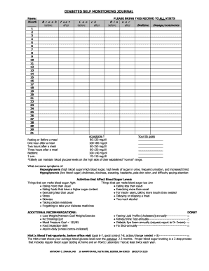 Diabetes Self Monitoring Journal