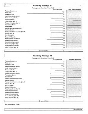 Form W-2G for Gambling Winnings