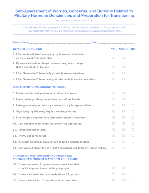 Pituitary Hormone Deficiencies Transition Form