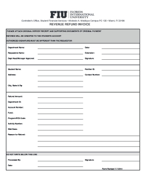 Revenue Refund Invoice