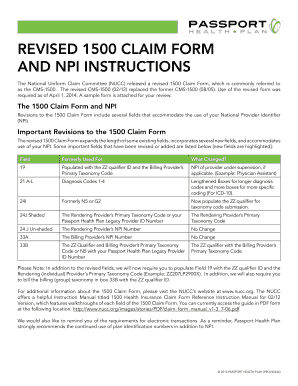 Revised CMS-1500 Claim Form