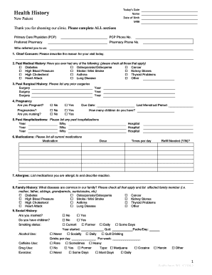 New Patient Health History Form