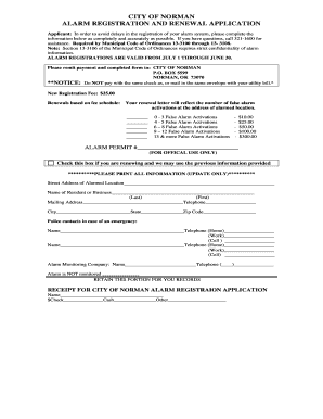 City of Norman Alarm Registration and Renewal Application