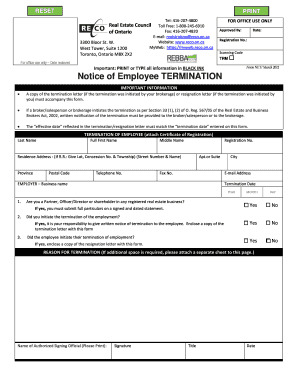 Notice of Employee Termination