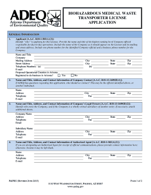 Biohazardous Medical Waste Transporters Registration Application ... - azdeq