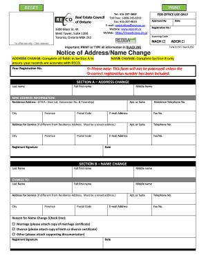 Notice of Address/Name Change